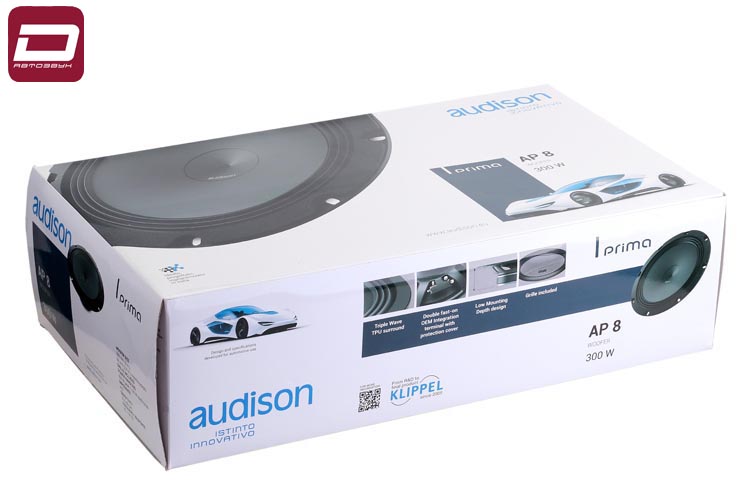 Audison AP 8 Set Woofer   мидбас 20см, пара, RMS_max_ 100_300 Вт, 4 Ом, 35-3000 Гц, 93,5 дБ, диффузо