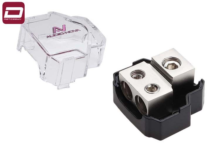 AUDIO NOVA DB12S  Распределитель питания. Вход 1х0Ga (до 54мм²) -Выход 2х4Ga (2х20мм²). В пластиково (5)