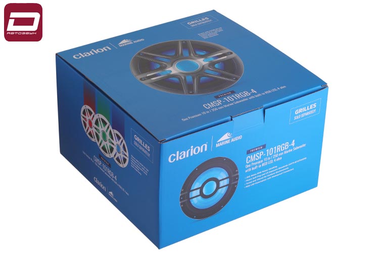 Clarion CMSP-101RGB-4   Морской 10-дюймовый сабвуфер серии Premium с RGB подсветкой. Номинальная мощ (2)