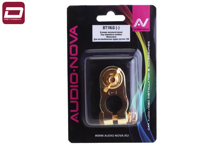 AUDIO NOVA BT1N.G (-)  Клемма аккумуляторная, под обжимные клеммы, минусовая, для питания авто ауди (2)