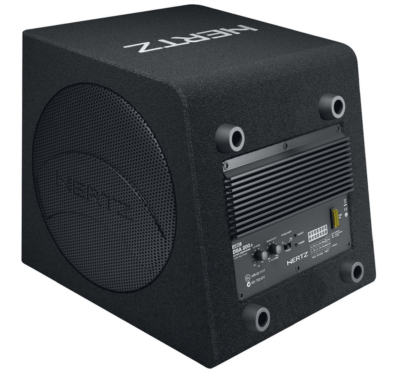 Hertz DBA 200.3   активный сабвуфер 20см в корпусе, RMS_макс. НЧ-динамик _ 1х200 мм (8_) Диффузор НЧ