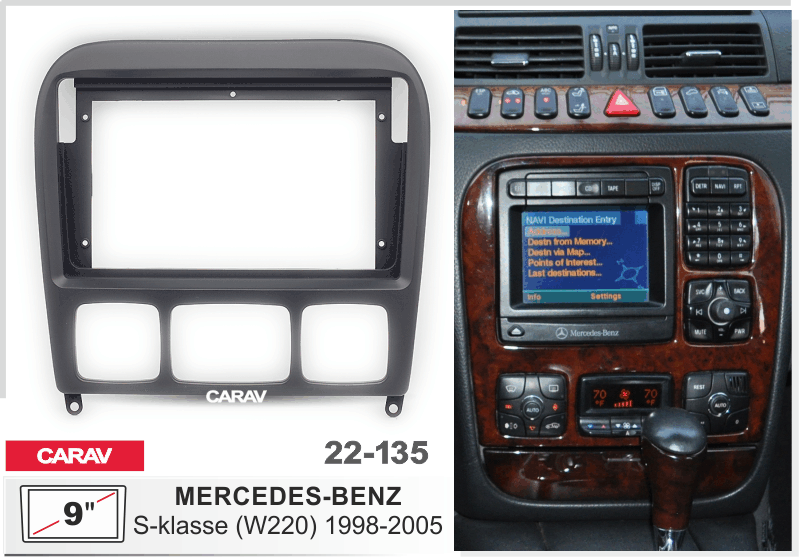 CARAV 22-135   переходная рамка магитолы 9  для MERCEDES-BENZ S-klasse (W220)  1998-2005г (черный)
