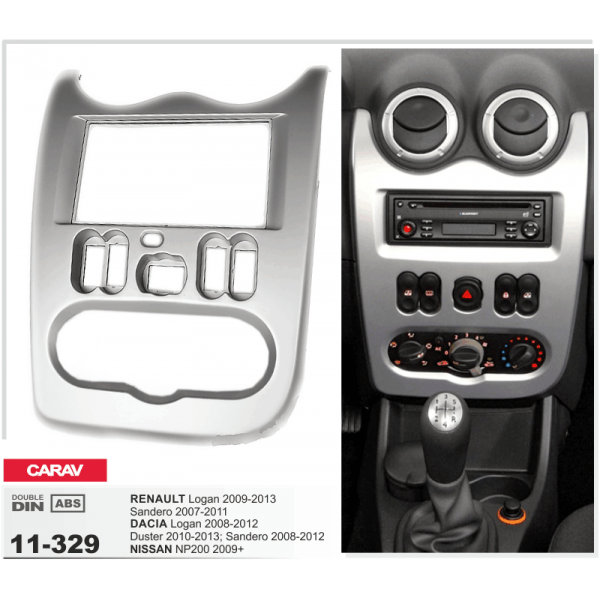CARAV 11-329  переходная рамка магитолы 2DIN для RENAULT Logan с 2009г.  Sandero 2007-2011г., DACIA