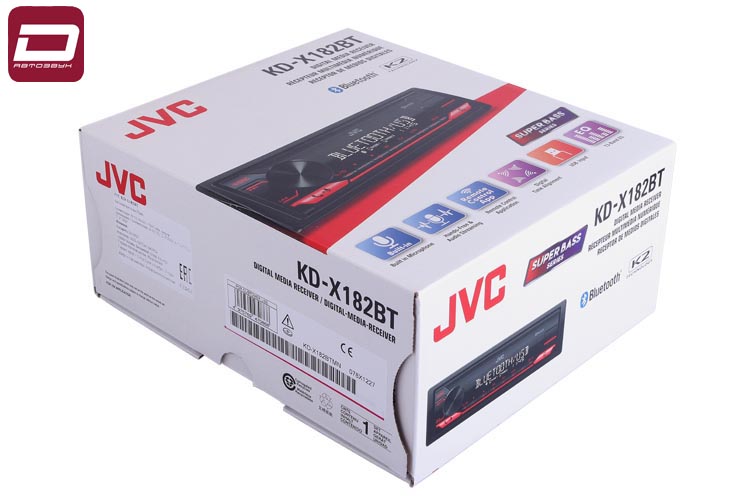 JVC KD-X182BT   медиа-ресивер с Bluetooth (встроенный микрофон), 50 Вт x 4 _ 50 Вт x 2 + сабвуфер (4 (1)