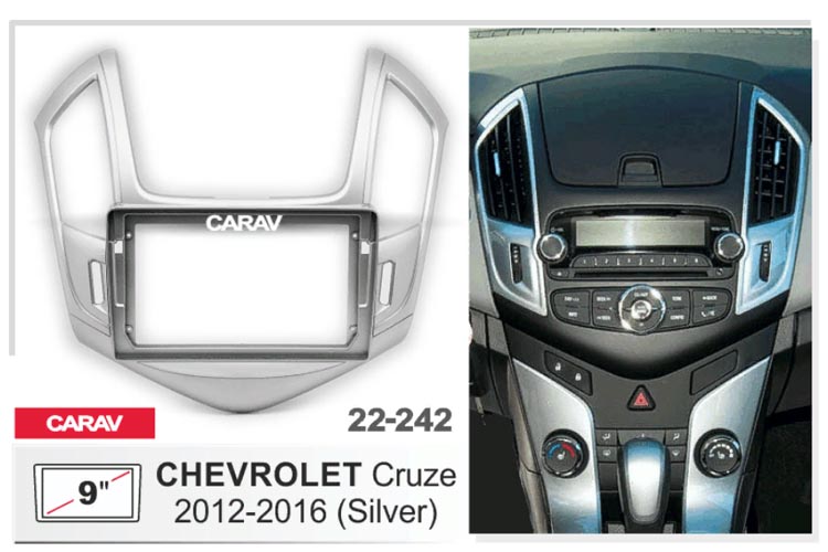 CARAV 22-242   9  монтажная рамка для CHEVROLET Cruze c 2012г. (цвет-серебро)