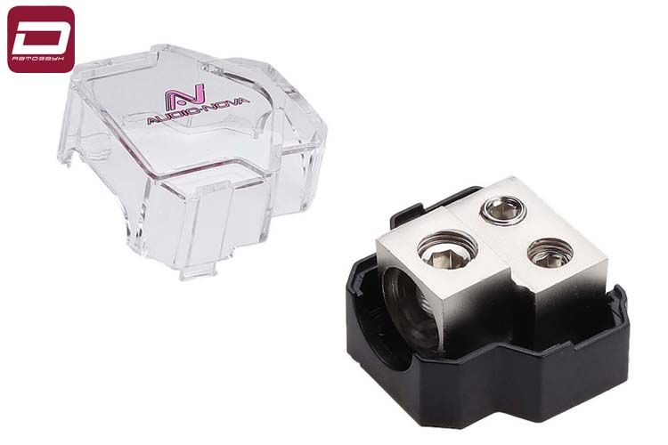 AUDIO NOVA DB12S  Распределитель питания. Вход 1х0Ga (до 54мм²) -Выход 2х4Ga (2х20мм²). В пластиково (6)