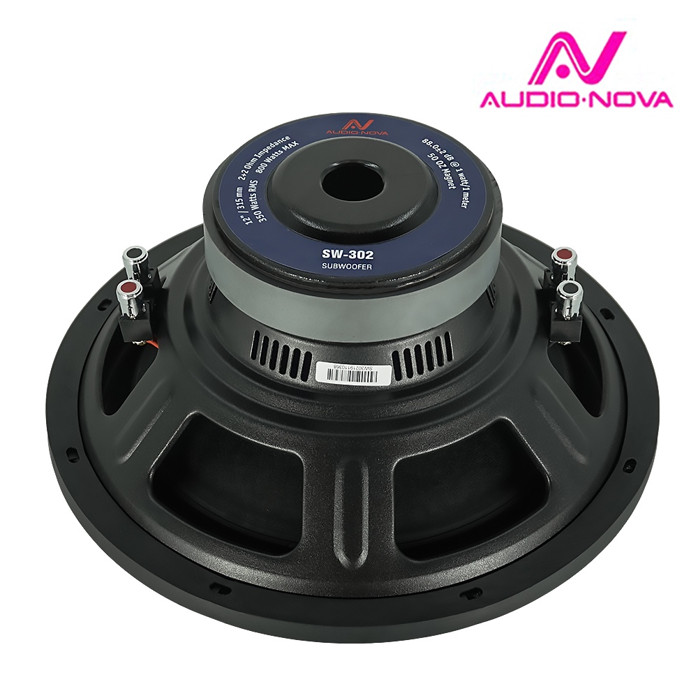 AUDIO NOVA SW302  сабвуфер 12_ _ 315 mm, штука, Min_RMS_max_ 200_350_800 Вт, 2+2 Ом, 35Hz - 500Hz, 8 (2)