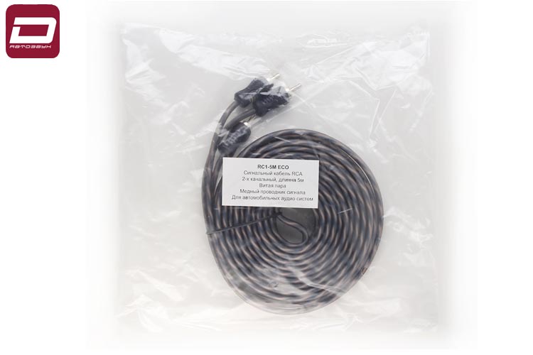 AUDIO NOVA RC1-5M ECO  Сигнальный кабель RCA, 2-х канальный, длинна 5м, витая пара, медный проводник (2)