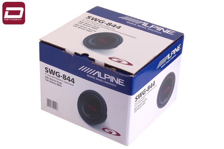 Alpine SWG-844   сабвуфер 20см for Box, RMS_макс.120_400 Вт, 34-1500 Гц, 87 дБ, 4Ом, Qts_Vas_Fs_ 0.4 (2)