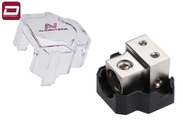 AUDIO NOVA DB14S  Распределитель питания. Вход 1х0Ga (до 54мм²) -Выход 2х4Ga (2х20мм²) + 2x8GA (2x10 (5)
