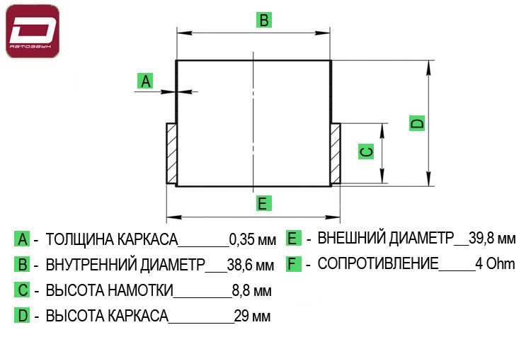 Dynamic State SPPM-165.1 Coil4 (4 Ohm)   запчасти для динамика PM-165.1 PRO Series, катушка 4 Ом (1)