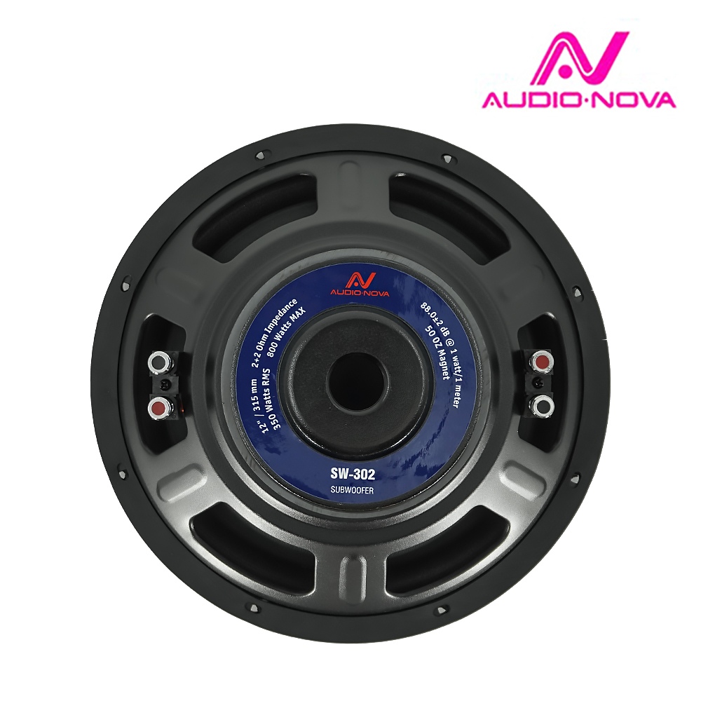 AUDIO NOVA SW302  сабвуфер 12_ _ 315 mm, штука, Min_RMS_max_ 200_350_800 Вт, 2+2 Ом, 35Hz - 500Hz, 8 (3)